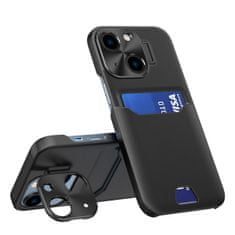 IZMAEL Kožené pouzdro Stand case pro Apple iPhone 14 - Černá KP25100