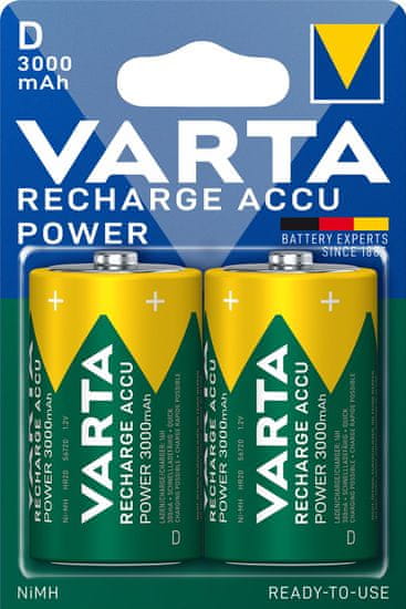 Varta nabíjecí baterie Power D 3000 mAh, 2ks