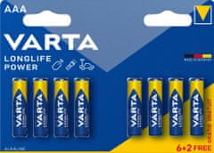 Varta baterie Longlife Power AAA, 6+2ks