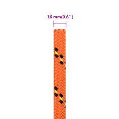 Vidaxl Lodní lano oranžové 16 mm 100 m polypropylen