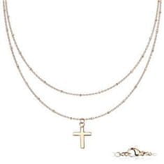 SPERKY4U Dvojitý ocelový náhrdelník s křížkem zlacený