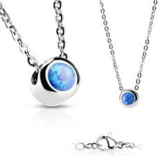 SPERKY4U Ocelový náhrdelník s opálem modré barvy
