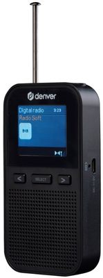  moderní radiopřijímač denver dah-126 fm tuner dab tuner výstup pro sluchátka časovač vypnutí funkce hodin vestavěný reproduktor 