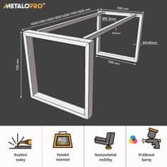 MetaloPro Eta kovové nohy ke stolu se středovou tyčí černé,120 cm