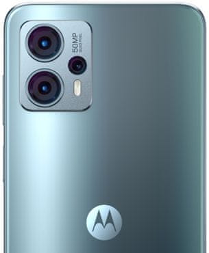 moderní mobilní dotykový telefon smartphone motorola Moto G23 20W rychlonabíjení bleskové nabíjení telefonu 5000 mah baterie výdrž lte wifi Bluetooth 2 sim Dual SIM dedikovaný slot paměťová karta NFC 6,5palcový fullhd+ IPS displej 50mpx fotoaparát google assistant ultraširokoúhlý objektiv širokoúhlá kamera výkonný fotoaparát makro hloubkový objektiv MediaTek Helio G95 výkonný procesor LTE 4G Dolby Atmos stereo reproduktory