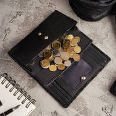 PAOLO PERUZZI Elegantní černá kožená dámská peněženka