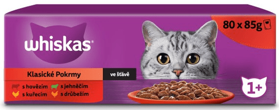 Whiskas kapsičky klasický výběr ve šťávě pro dospělé kočky 80 x 85 g