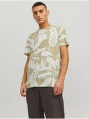 Jack&Jones Béžové pánské vzorované tričko Jack & Jones Tropic XXL