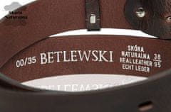 Betlewski Kožený opasek lic35-0 hnědý pomačkaný 115 cm