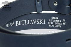 Betlewski Kožený opasek na kalhoty Lic35-0 Navy Blue