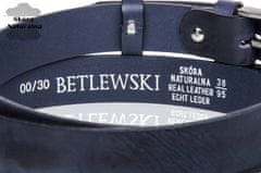 Betlewski Kožený opasek Lic30-0 na kalhoty pomačkaný námořnická modř