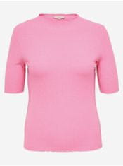 Only Carmakoma Růžové dámské žebrované tričko ONLY CARMAKOMA Ally XL-XXL