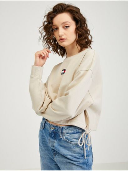 Tommy Jeans Béžová dámská oversize mikina Tommy Jeans