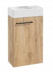 Deftrans Koupelnová skříňka 40 řemeslný dub s umyvadlem + černá baterie + sifon 40