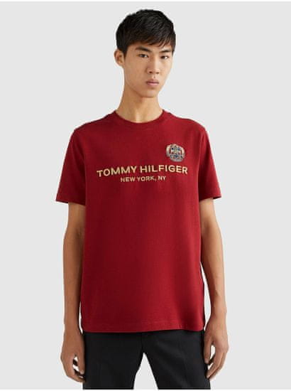 Tommy Hilfiger Červené pánské tričko Tommy Hilfiger