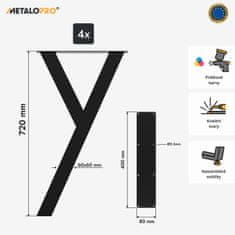 MetaloPro 4x kovová noha ke stolu černá - 72 cm