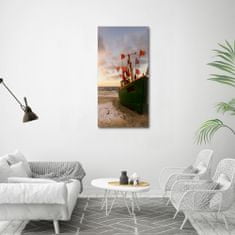 Wallmuralia Vertikální Foto obraz sklo tvrzené Rybářská loď 60x120 cm 4 úchytky