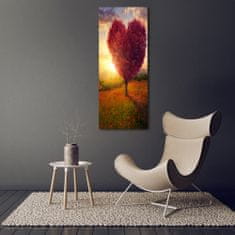 Wallmuralia Vertikální Foto obraz sklo tvrzené Dřevo srdce 70x140 cm 2 úchytky