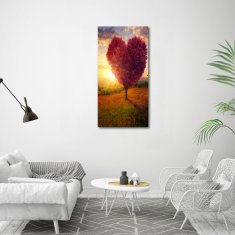 Wallmuralia Vertikální Foto obraz sklo tvrzené Dřevo srdce 60x120 cm 4 úchytky