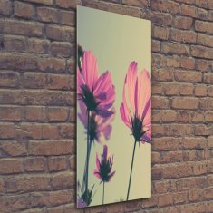 Wallmuralia Vertikální Foto obraz sklo tvrzené Růžové květiny 50x125 cm 4 úchytky