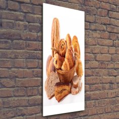 Wallmuralia Vertikální Foto obraz skleněný svislý Pečivo v koši 50x125 cm 2 úchytky