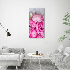 Wallmuralia Vertikální Foto obraz sklo tvrzené Růžový pryskyřník 60x120 cm 2 úchytky