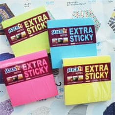 STICK´N Samolepicí bloček "Extra Sticky", neonově žlutá barva, 76 x 76 mm, 90 listů, 21670