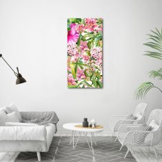 Wallmuralia Vertikální Fotoobraz na skle Tropické květiny 60x120 cm 4 úchytky