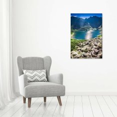 Wallmuralia Vertikální Fotoobraz na skle Černé jezero Tatry 70x100 cm 2 úchytky