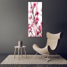 Wallmuralia Vertikální Foto obraz sklo tvrzené Květy slivoně 50x125 cm 4 úchytky