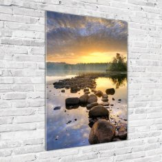 Wallmuralia Vertikální Foto-obraz fotografie na skle Jezero 70x100 cm 2 úchytky