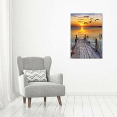 Wallmuralia Vertikální Foto obraz fotografie na skle Dřevěné molo 70x100 cm 2 úchytky