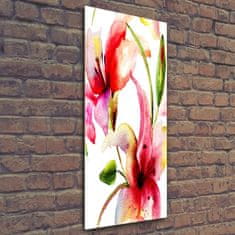 Wallmuralia Vertikální Foto obraz sklo tvrzené Květy lilie 50x125 cm 2 úchytky