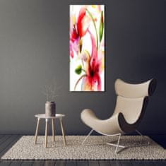 Wallmuralia Vertikální Foto obraz sklo tvrzené Květy lilie 50x125 cm 2 úchytky