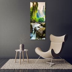 Wallmuralia Vertikální Foto obraz skleněný svislý Vodopád v lese 50x125 cm 4 úchytky