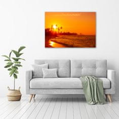 Wallmuralia Foto obraz sklo tvrzené Západ slunce pláž 100x70 cm 2 úchytky