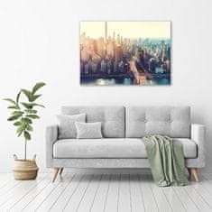 Wallmuralia Foto obraz fotografie na skle New York ptačí pohled 100x70 cm 2 úchytky