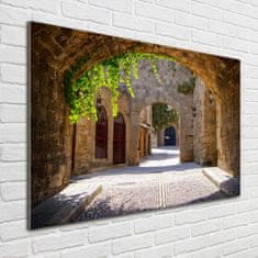 Wallmuralia Foto obraz fotografie na skle Okouzlující ulička 100x70 cm 4 úchytky