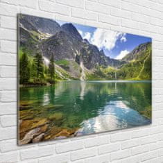 Wallmuralia Foto-obraz fotografie na skle Mořské oko Tatry 100x70 cm 2 úchytky