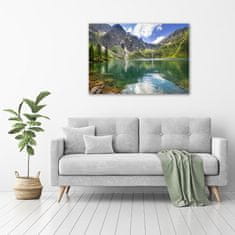 Wallmuralia Foto-obraz fotografie na skle Mořské oko Tatry 100x70 cm 2 úchytky