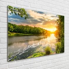 Wallmuralia Foto obraz skleněný horizontální Soumrak nad řekou 100x70 cm 4 úchytky