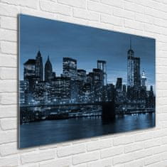 Wallmuralia Foto obraz fotografie na skle New York noc 100x70 cm 4 úchytky