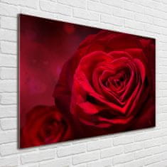 Wallmuralia Foto obraz skleněný horizontální Červená růže srdce 100x70 cm 4 úchytky