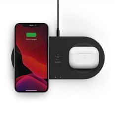 Belkin BOOST CHARGE Qi Duální 15W Bezdrátová plochá nabíječka, černá