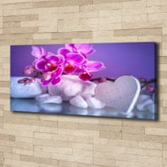 Wallmuralia Foto obraz canvas Orchidej a srdce 125x50 cm