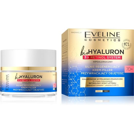 Eveline Biohyaluron 3Xretinol System 70+ Výkonný regenerační krém-výplň pro obnovu objemu 50 ml