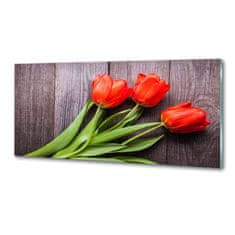 Wallmuralia Panel do kuchyně Červené tulipány 125x50 cm