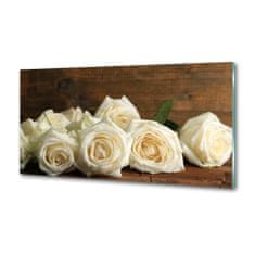 Wallmuralia Dekorační panel sklo Bílé růže 100x70 cm