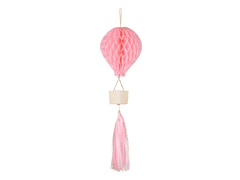 PartyDeco Papírová koule světle růžová s třásněmi 28x35cm