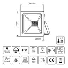 Maclean MCE530 NW LED reflektor 30W, 2400lm neutrální bílá (4000K), černý 66833